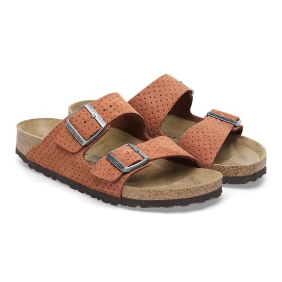 NEW Birkenstock Arizona Embossed Sandals - Suede Burnt Orange unisex 252 - Picture 8 of 10